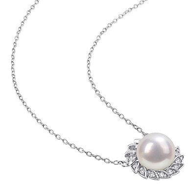 Stella Grace Sterling Silver Freshwater Cultured Pearl & Lab-Created White Sapphire Necklace