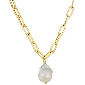 Stella Grace 18k Gold Over Silver Baroque Shape Freshwater Cultured Pearl Pendant Necklace