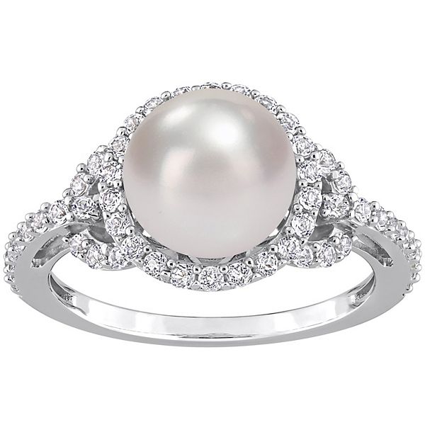 Stella Grace Sterling Silver Freshwater Cultured Pearl & White Topaz ...