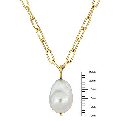 Stella Grace 18k Gold Over Silver Baroque Shape Freshwater Cultured Pearl Link Chain Necklace