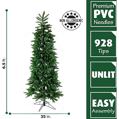Fraser Farm Hill 6.5-ft. Carmel Pine Slim Artificial Christmas Tree