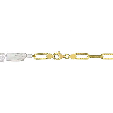 Stella Grace 18k Gold Over Silver Freshwater & Keshi Cultured Pearl Link Chain Necklace