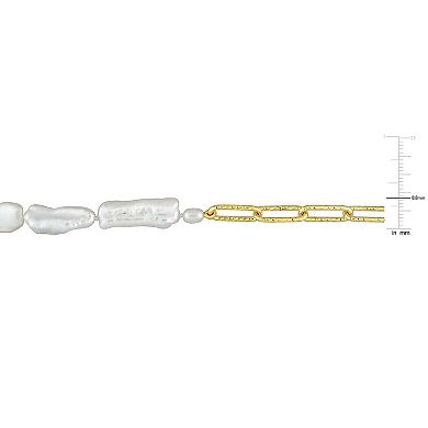 Stella Grace 18k Gold Over Silver Freshwater & Keshi Cultured Pearl Link Chain Necklace