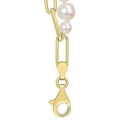 Stella Grace 18k Gold Over Silver Freshwater Cultured Pearl Link Chain Two-Strand Necklace