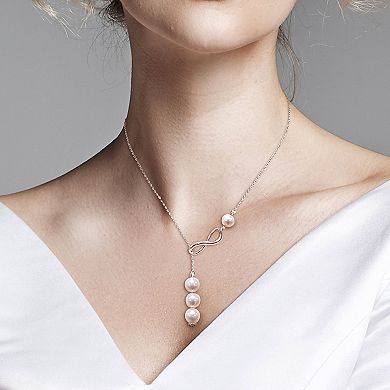 Stella Grace Sterling Silver Freshwater Cultured Pearl Infinity Lariat Necklace