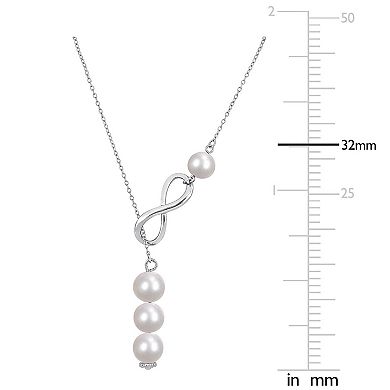 Stella Grace Sterling Silver Freshwater Cultured Pearl Infinity Lariat Necklace