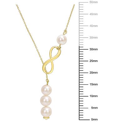 Stella Grace 18k Gold Over Silver Freshwater Cultured Pearl Infinity Lariat Necklace