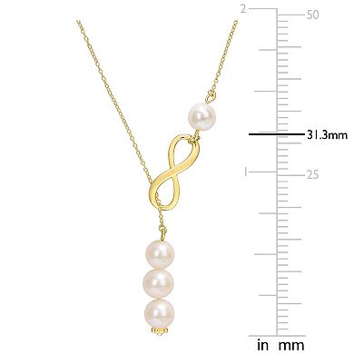 Stella Grace 18k Gold Over Silver Freshwater Cultured Pearl Infinity Lariat Necklace