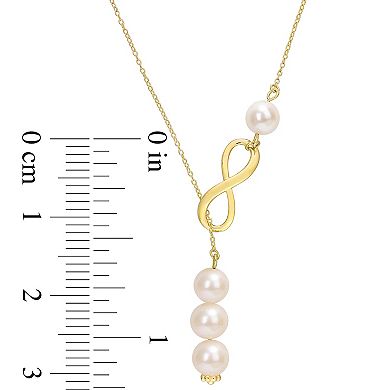 Stella Grace 18k Gold Over Silver Freshwater Cultured Pearl Infinity Lariat Necklace