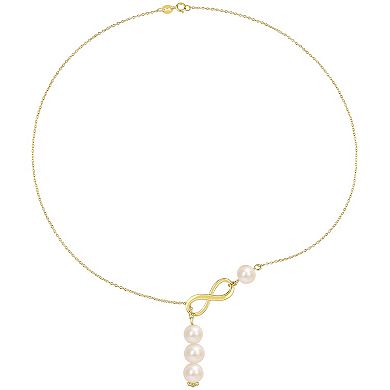 Stella Grace 18k Gold Over Silver Freshwater Cultured Pearl Infinity Lariat Necklace