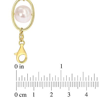 Stella Grace 18k Gold Over Silver Freshwater Cultured Pearl & Cubic Zirconia Oval Link Bracelet
