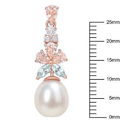 Stella Grace 18k Rose Gold Over Silver Freshwater Cultured Pearl & Gemstone Drop Earrings