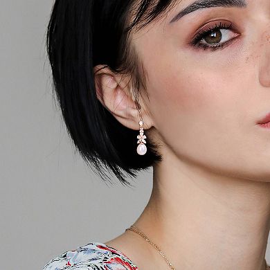 Stella Grace 18k Rose Gold Over Silver Freshwater Cultured Pearl & Gemstone Drop Earrings