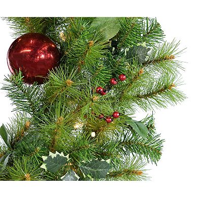 National Tree Company Holly Berry Wreaths with Ornaments & LED Lights 3-Piece Set