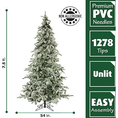 Fraser Farm Hill 7.5-ft. Flocked Mountain Pine Artificial Christmas Tree