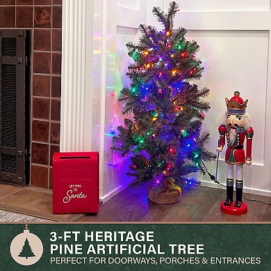 National Tree Company 3-ft. Heritage Pine Artificial Christmas Tree with Burlap Base