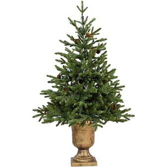 Fraser Farm Hill 3-ft. Noble Fir Artificial Christmas Tree with Metallic Urn Base