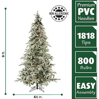 Fraser Farm Hill 9-ft. Flocked Mountain Pine Artificial Christmas Tree