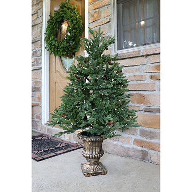 Fraser Farm Hill 4-ft. Noble Fir Artificial Christmas Tree with Metallic Urn Base