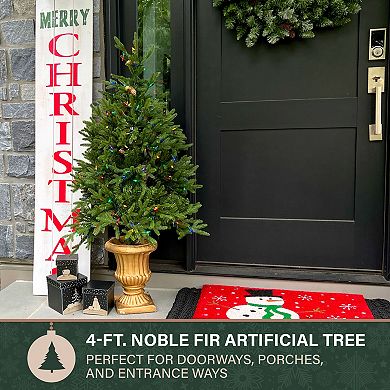 Fraser Farm Hill 4-ft. Noble Fir Artificial Christmas Tree with Metallic Urn Base