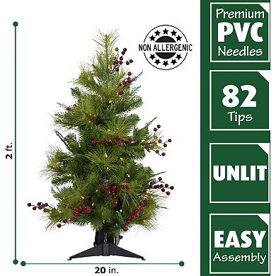 Fraser Farm Hill 2-ft. Newberry Pine Artificial Christmas Tree