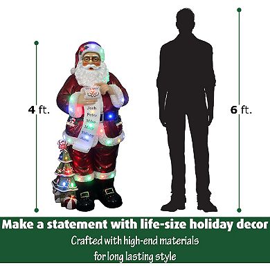 National Tree Company Oversized 4-ft. Santa Claus Holding Naughty & Nice Scroll Indoor / Outdoor Decor