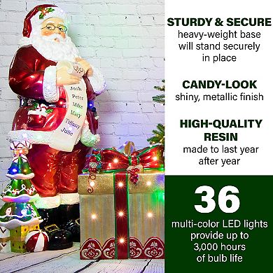 Fraser Farm Hill Oversized 4-ft. Santa Claus Holding Naughty & Nice Scroll Indoor / Outdoor Decor