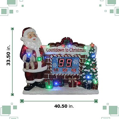 Fraser Farm Hill Oversized Musical Countdown Clock with Santa, Tree & Presents Indoor / Outdoor Decor