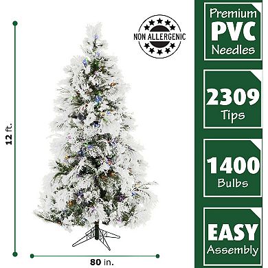 Fraser Farm Hill 12-ft. Flocked Snowy Pine Artificial Christmas Tree