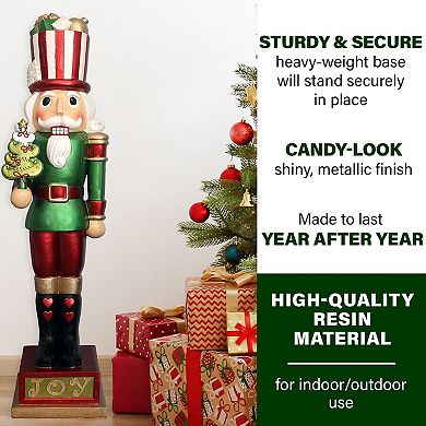 Fraser Hill Farm Indoor/Outdoor 4-Ft. Candy-Look Nutcracker Greeter