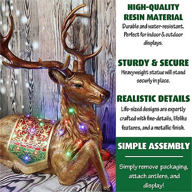 National Tree Company Oversized 4-ft. Sitting Reindeer with Metallic Finish Indoor / Outdoor Decor