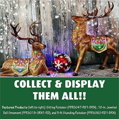 National Tree Company Oversized 4-ft. Sitting Reindeer with Metallic Finish Indoor / Outdoor Decor