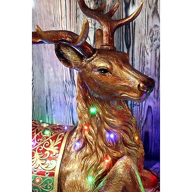 National Tree Company Oversized 4-ft. Sitting Reindeer with Metallic Finish Indoor / Outdoor Decor