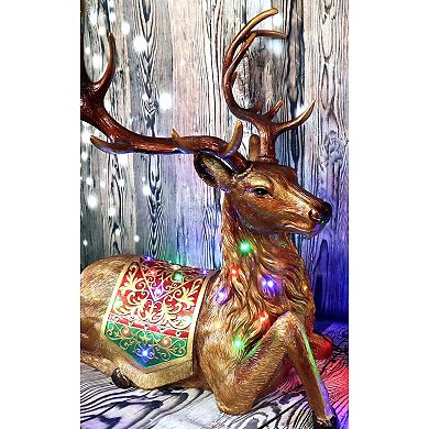 National Tree Company Oversized 4-ft. Sitting Reindeer with Metallic Finish Indoor / Outdoor Decor