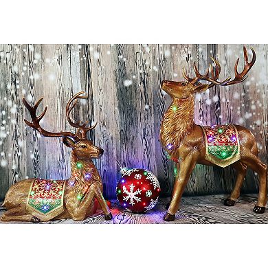 National Tree Company Oversized 4-ft. Sitting Reindeer with Metallic Finish Indoor / Outdoor Decor