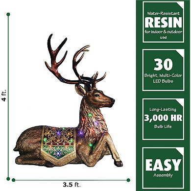 National Tree Company Oversized 4-ft. Sitting Reindeer with Metallic Finish Indoor / Outdoor Decor