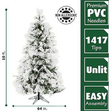 Fraser Farm Hill 10-ft. Flocked Snowy Pine Artificial Christmas Tree