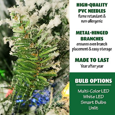 National Tree Company 10-ft. Flocked Snowy Pine Multi-Color LED Artificial Christmas Tree