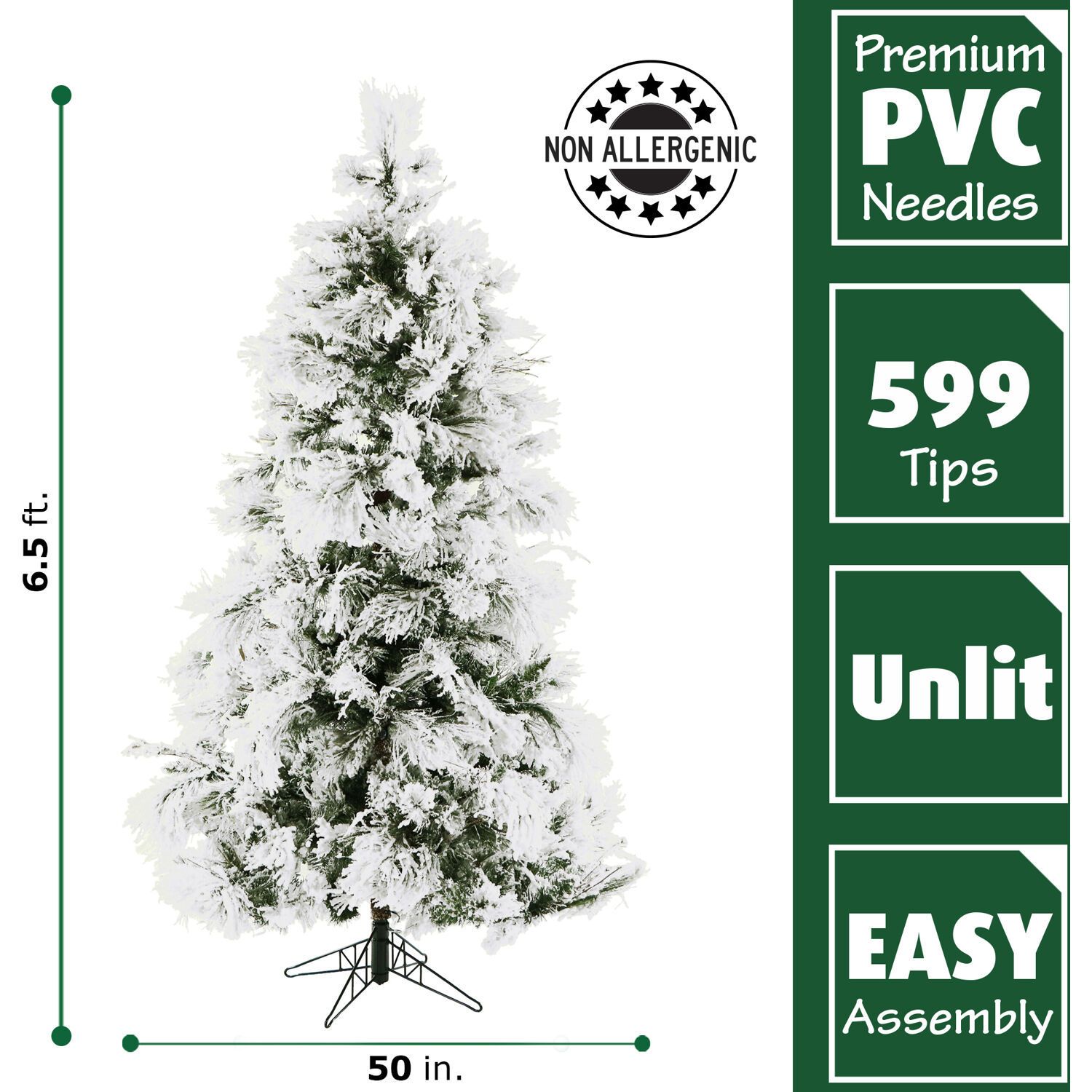 Fraser Farm Hill 6.5-ft. Flocked Snowy Pine Artificial Christmas Tree