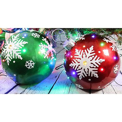 Fraser Farm Hill Oversized 18-in. Jeweled Ball Ornament with Snowflake Indoor / Outdoor Decor