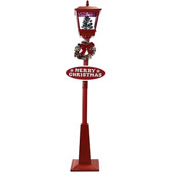 Fraser Hill Farm 5.75-ft. Let It Snow Series Musical Street Lamp Floor Decor