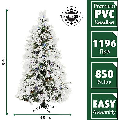 Fraser Farm Hill 9-ft. Flocked Snowy Pine Artificial Christmas Tree