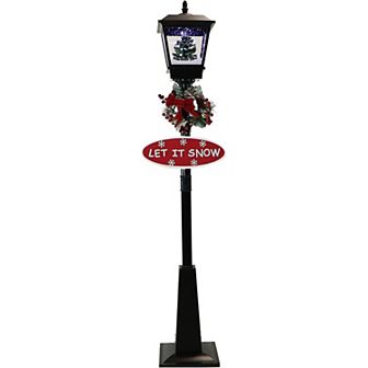 Fraser Hill Farm Let It Snow Series 5.75-ft. Musical Christmas Tree Street Lamp Floor Decor