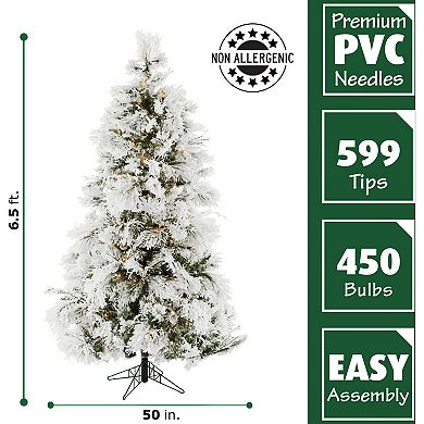 Fraser Farm Hill 6.5-ft. Flocked Snowy Pine Artificial Christmas Tree