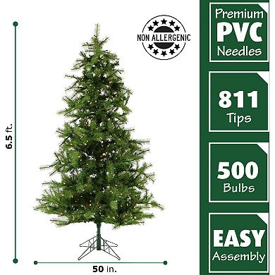 Fraser Hill Farm 6.5-ft. Clear LED Southern Peace Pine Artificial Christmas Tree