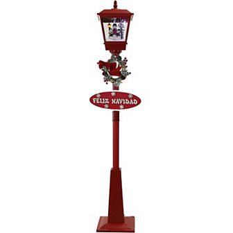 Fraser Hill Farm Let It Snow Series 5.75-ft. Snowman Musical Street Lamp Floor Decor