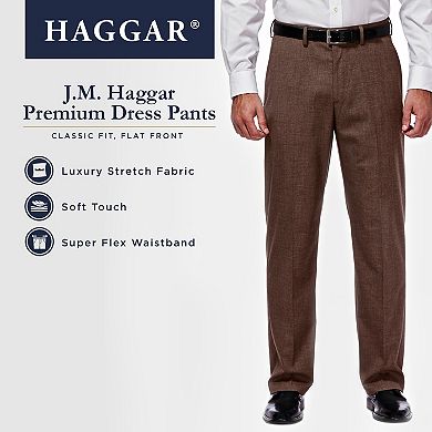 Men's J.M. Haggar® Premium Classic-Fit Stretch Sharkskin Flat-Front Superflex Waist Dress Pants