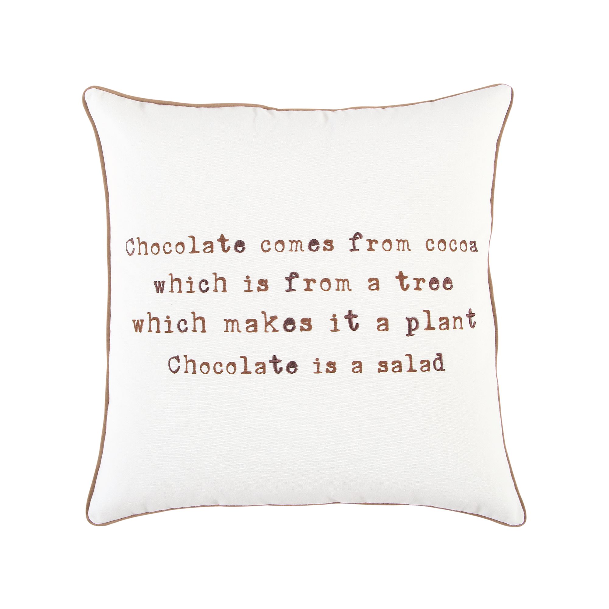 Rizzy Home Quinn Chocolate Throw Pillow, White