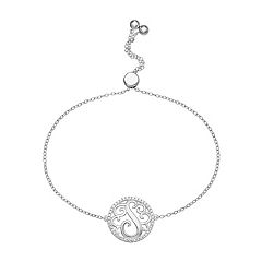 PRIMROSE Sterling Silver Monogram Initial Adjustable Bracelet