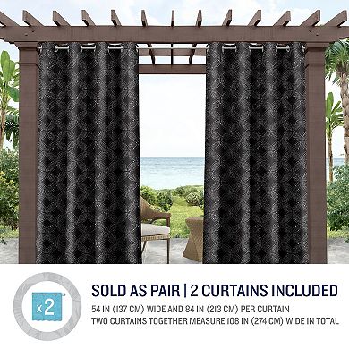 Tommy Bahama Indoor/Outdoor Island Tile Light Filtering 2-panel Window Curtain Set